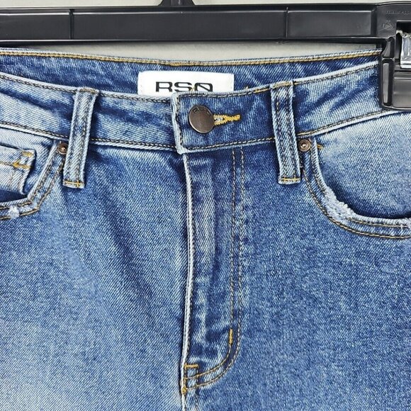 RSQ High Rise Straight Leg Jeans Womens 27 Blue Distressed Relaxed Casual Denim - Picture 3 of 15